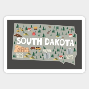 South Dakota State USA Illustrated Map Magnet